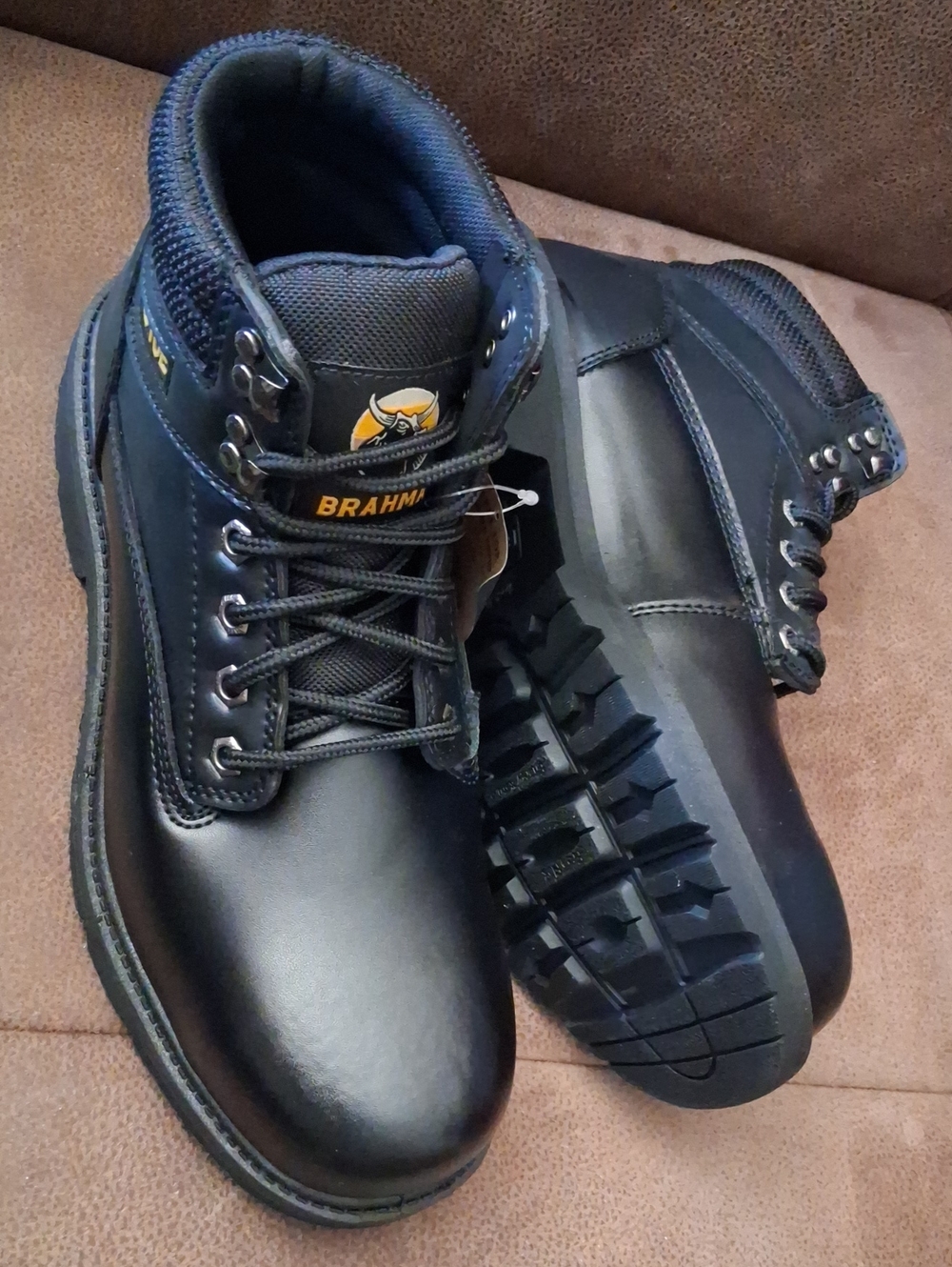 Brahma Gus 2.0 Men's Black Steel Toe Work Boots - Heavy-Duty Safety 9 1/2 Wide